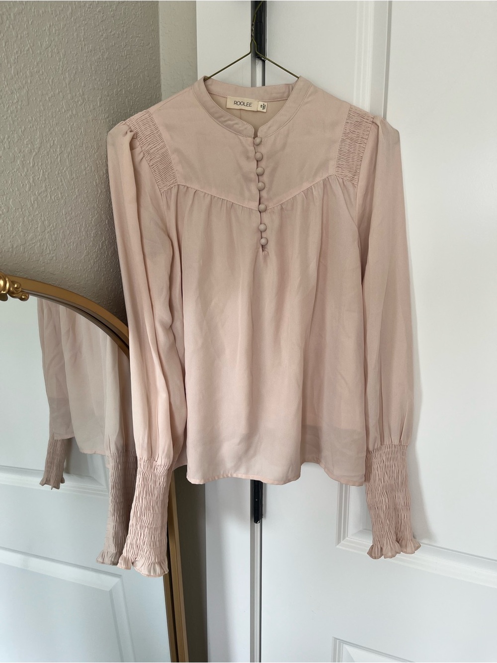 Roolee Blush Pink Chic Button Blouse